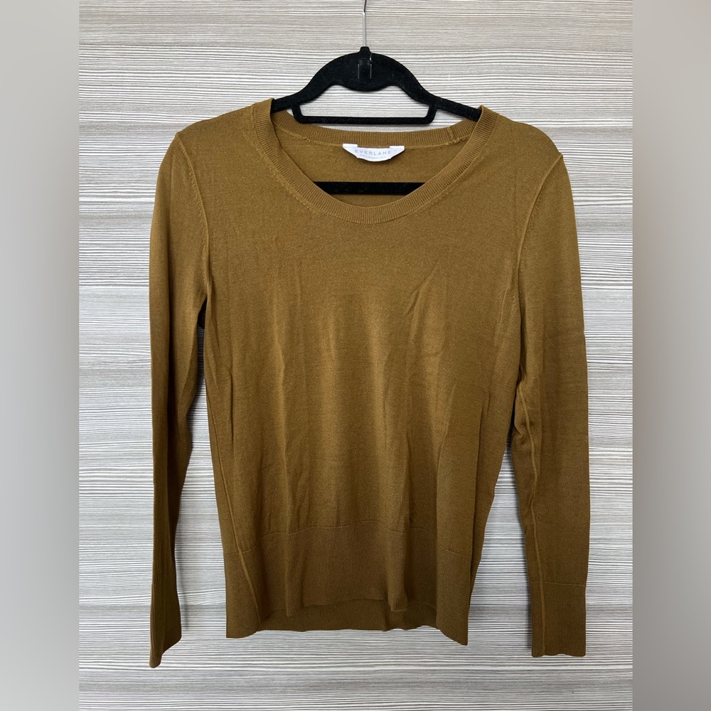 EVERLANE Mustard Yellow Brown, Wool, Full Sleeve Sweater XS